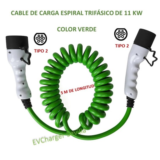 Cable de carga rizado 11kw tipo 2