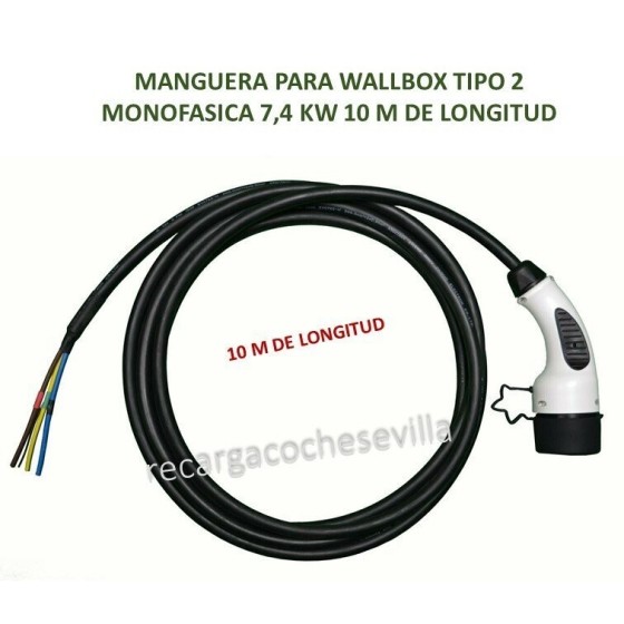 Cable de carga para wallbox – Conector T2 + cable 10m MONOFÁSICA