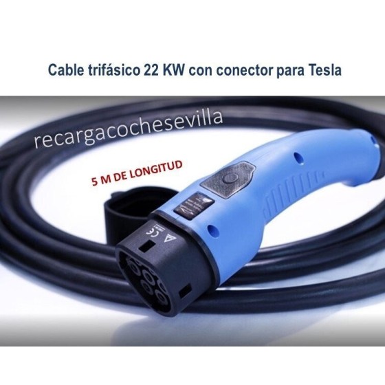 Cable de carga TRIFASICO tipo 2 con conector para TESLA